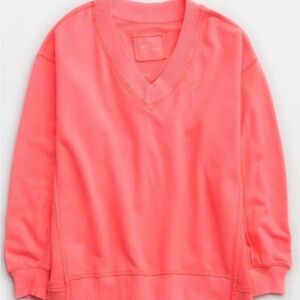 Aerie Coral V neck sweatshirt